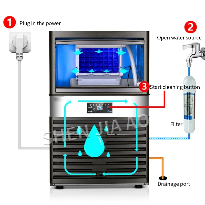 Lodyzator 110V/220V do użytku  – Commercial Ice Maker 100Kg recenzja i cena